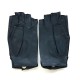 Leather mittens of lamb navy blue "PILOTE".