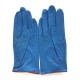 Leather gloves of lamb blue and red "MARTINE".