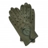 Gants en cuir d'agneau kaki "MARTINE".