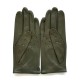 Gants en cuir d'agneau kaki "MARTINE".