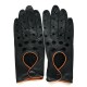 Leather gloves of lamb black and brown "MARTINE".