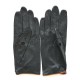 Leather gloves of lamb black and brown "MARTINE".