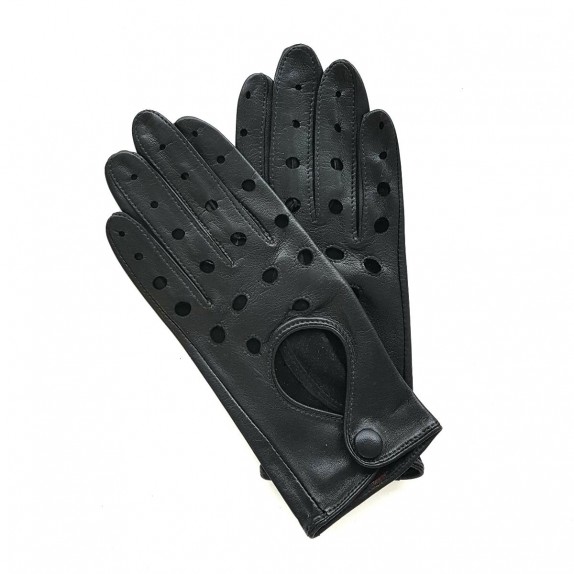 Leather gloves of lamb black "MARTINE".