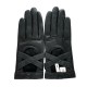 Gants en cuir d'agneau noir "ANASTASIE".