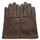 Gants en cuir d'agneau marron et orange "RAPHAEL".