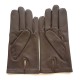 Leather gloves in lamb brown and orange "RAPHAËL".