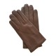 Leather gloves of lamb chocolate "RAPHAËL".