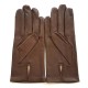 Leather gloves of lamb chocolate "RAPHAËL".
