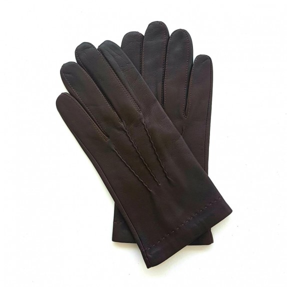 Leather gloves of lamb chocolate "HENRI"