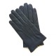Leather gloves of lamb navy and charcoal "HENRI"