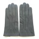 Leather gloves of lamb charcoal and caramel "HENRI"