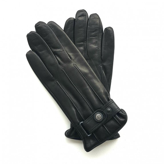 Gants en cuir d'agneau noir "JULES".