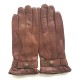 Leather gloves of lamb chocolate "JULES"