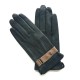 Gants en cuir d'agneau noir et sable "JULES".