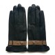 Leather gloves of lamb black and sand "JULES"