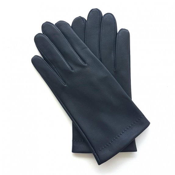 Leather gloves of lamb navy and charcoal "MARTIN"