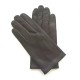 Leather gloves of lamb brown and orange "MARTIN".