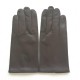 Leather gloves of lamb brown and orange "MARTIN".