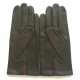 Leather gloves of lamb brown and orange "MARTIN".