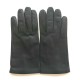 Leather gloves of lamb black and orange "MARTIN".