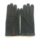 Leather gloves of lamb black and orange "MARTIN".