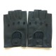 Leather mittens of lamb navy "PILOTE".