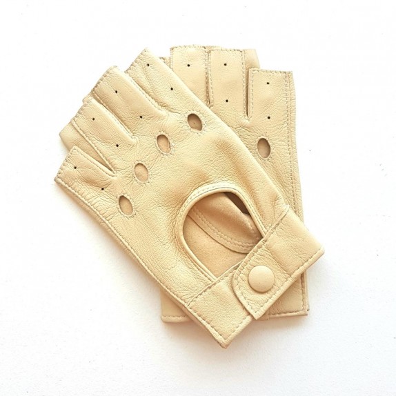 Leather mittens of lamb otmeal "PILOTE".
