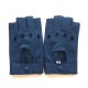 Leather mittens of lamb indigo "PILOTE".