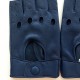 Leather mittens of lamb indigo "PILOTE".