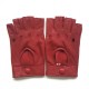 Leather mittens of lamb red "PILOTE".