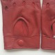 Leather mittens of lamb red "PILOTE".