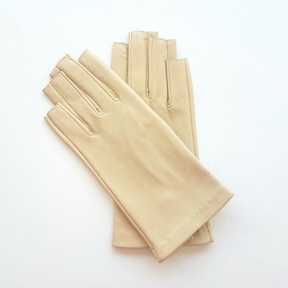 Leather mittens of lamb otmeal "JEANNE"