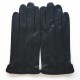 Gants en cuir d'agneau noir "GEORGES".