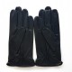 Gants en cuir d'agneau noir "GEORGES".