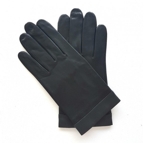 Leather gloves of lamb black and storm "GUILHEM".