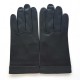 Gants en cuir d'agneau noir gris foncé"GUILHEM".