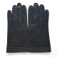 Leather gloves of lamb black and storm"GUILHEM".