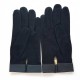 Leather gloves of goat velvet and lamb black and storm"GUILHEM".