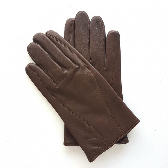 Gants en cuir d'agneau marron "STEEVE BIS".