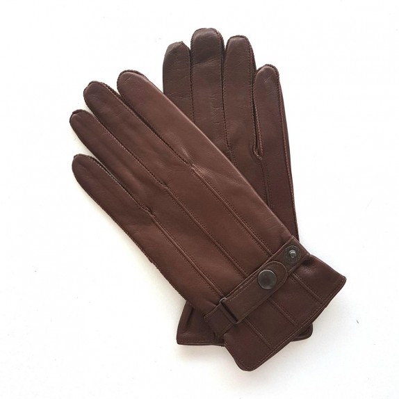 Gants en cuir d'agneau chocolat "ARTHUR".