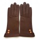 Leather gloves of lamb havana and caramel "CLEMENTINE"