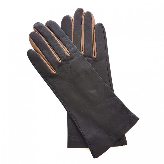 Leather gloves of lamb chesnut and clay "ELISA"..
