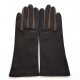 Leather gloves of lamb chesnut clay "ELISA"..