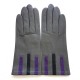 Leather gloves of lamb charcola black and améthyst "TRIO"