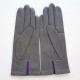 Gants en cuir d'agneau charcoal noir et améthyste "TRIO".