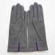 Leather gloves of lamb charcola black and améthyst "TRIO"