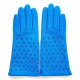 Gants en cuir d'agneau bleu et vert "SEREN".