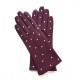 Gants en cuir d'agneau cassis et rose "COCCINELLE".