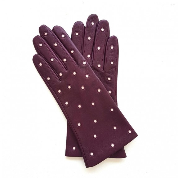 Leather gloves of lamb cassis and pink "COCCINELLE"