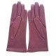 Gants en cuir d'agneau cassis et rose "COCCINELLE".